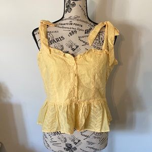 NWT Forever 21 Yellow Eyelet Lace Cropped Top